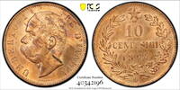 10 centesimi Italy 1894 BI, PCGS MS64 RB, King Umberto I (1878 - 1900) -