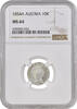 10 kreuzer Austria 1854 A, NGC MS64, Emperor Franz Joseph I (1848 - 1916) Top Pop -
