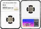 1 peso Colombia 1907 AM, NGC MS62, República de Colombia (1886 - 1914) -
