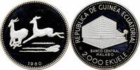 2000 ekuele Equatorial Guinea 1980, PROOF, Impala silver coin -