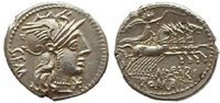 Roman Republican denarius M. Aburius and M.F. Geminus