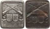 Regensburg, Stadt Einseitige hohlgeprägte versilberte Bronzeplakette 1924 Zimmerschützen - Verband Donaugau, auf das II. Gauschiessen Sehr selten, vorzüglich