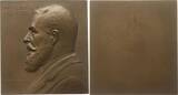 Österreich, Kaiserreich, Stadt Wien Große einseitige Bronzeplakette 1912 v. Placht auf Anton Kleibel, 1852 - 1928, Direktor der Handelsschule und Hofrat Vorzüglich - Stempelglanz, mattiert, winz. Kr.