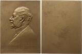 Österreich, Kaiserreich, Stadt Wien Große einseitige Bronzeplakette 1909 v. St. Schwartz, a.d. 60. Geburtstag des Malers Gustav August Hessl, 1849 - 1926 Vorzüglich - Stempelglanz, mattiert