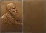 Österreich, Kaiserreich, Stadt Wien Große einseitige Bronzeplakette 1910 v. O. Thiede, auf Dr. Gustav Groß, 1856 - 1935, 25 Jahre Deutscher Schulverein Sehr selten, vorzüglich - Stempelglanz, mattiert