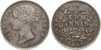 Indien, East India Company 2 Annas Victoria, 1837 - 1901, Calcutta, W.W. erhaben am Halsabschnitt -