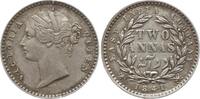 Indien, East India Company 2 Annas Victoria, 1837 - 1901, Calcutta, W.W. erhaben am Halsabschnitt -
