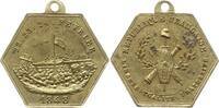 Frankreich, 2. Republik Hexagonale vergoldete Bronzemedaille a.d. Februarrevolution in Paris, 22. 23. 24. FEVRIER, Barrikade mit Fahne -