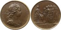Frankreich, Königreich Bronzemedaille Louis XV., 1715 - 1774, v. Roettiers, Le Roi visite les Academies, 3. Büste -