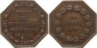 Frankreich, Königreich, Stadt Paris Oktogonale Bronzemedaille Société des Entrepreneurs de Menuiserie de Paris, 15 Janvier 1830 -