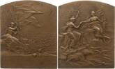 Frankreich, 3. Republik Große Jugendstil Bronzeplakette v. Pillet, a.d. Franco-British Exhibition und die Olympischen Spiele in London -
