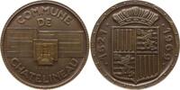 Belgien, Hennegau, Stadt Châtelet Große Bronzemedaille von C. de Rouck, Commune de Chatelineau, 1621 - 1969, Rathaus / Wappen -