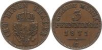 Preußen, Königreich 3 Pfennig Wilhelm I., 1861 - 1888, Frankfurt -