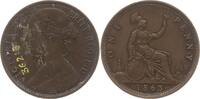 Großbritannien 1 Penny Victoria, 1837 - 1901, aus alter Sammlung mit Tuscheziffer -