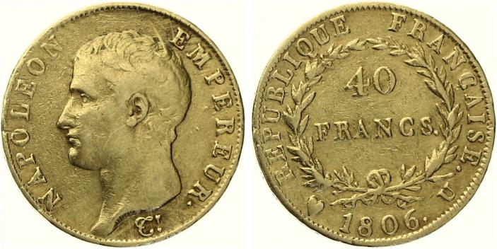 1806 U Frankreich 40 Francs ss