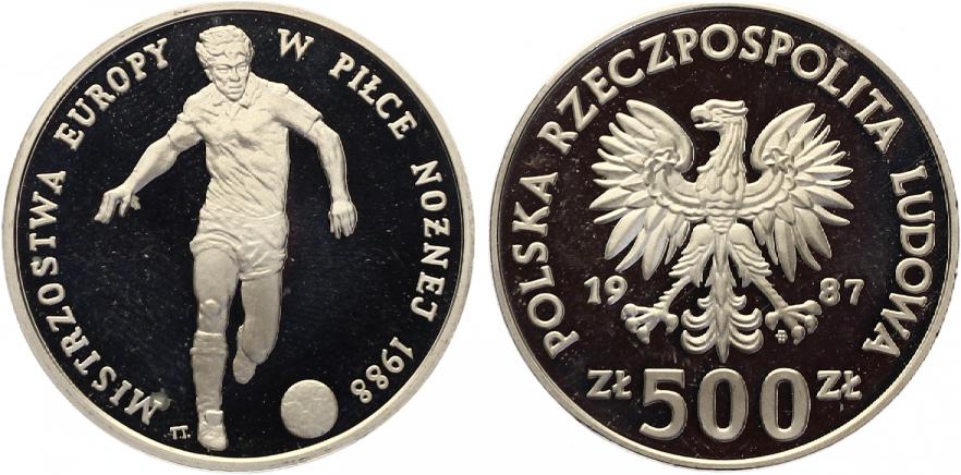 Polen 500 Zloty 1987 Fußball EM 1988 pp