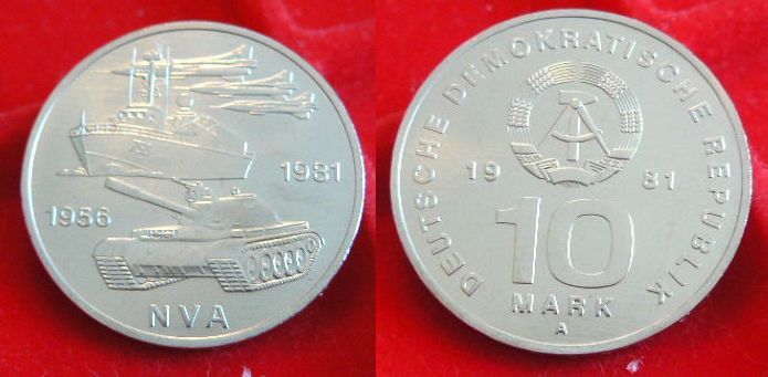25 Jahre NVA 1981 mit Abb der Teilstreitkräfte,10 Mark