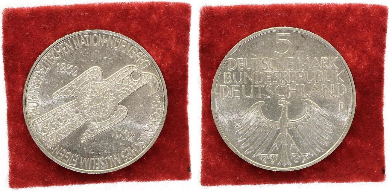 1952 5 DM Gedenkmünzen Germanisches Museum vz+