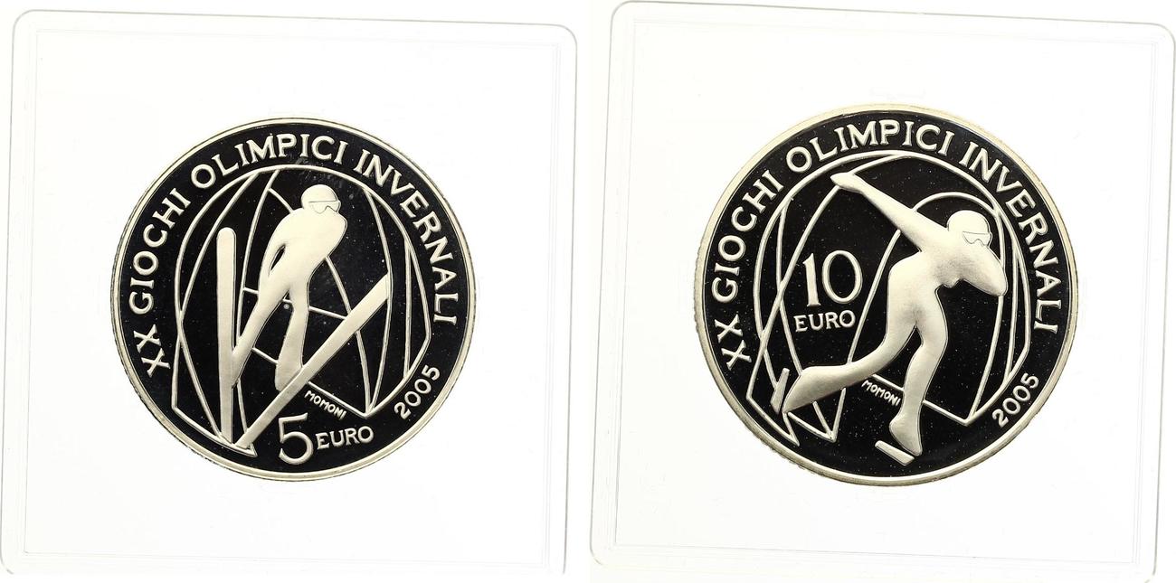 2005 5 + 10 Euro Italien Olympische Spiele 2006 in Turin Skispringen