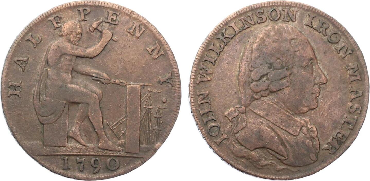 1790 Großbritannien 1/2 Penny John Wilkinson Iron Master Half Penny