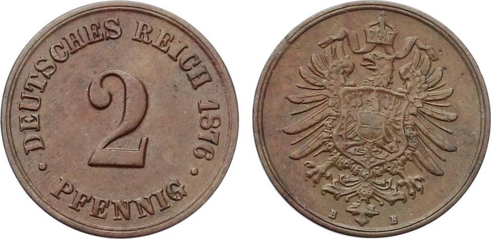 1876 B 2 Pfennig Vz | MA-Shops