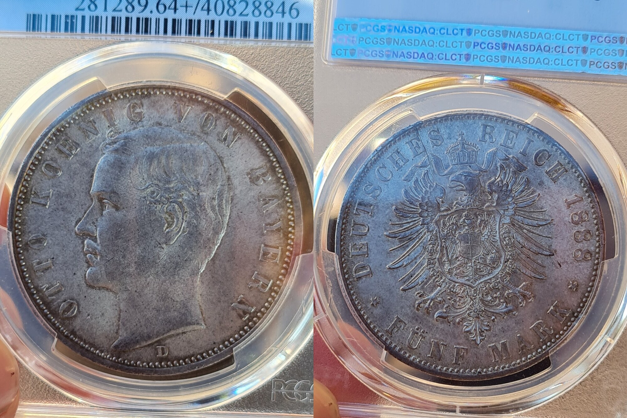 Bavaria 1888-D 5 Mark Bayern 1888 Otto von Bayern Jaeger 44 PCGS MS64 ...