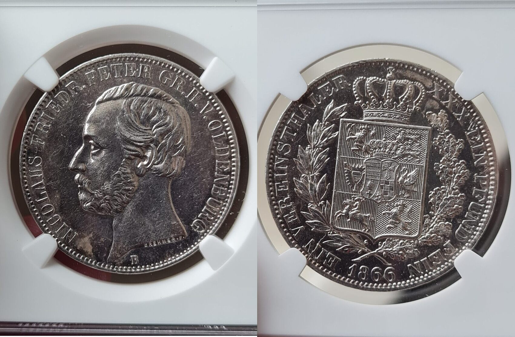 Oldenburg Taler 1866 Nicolaus Friedrich Peter NGC UnC Cleaned | MA-Shops