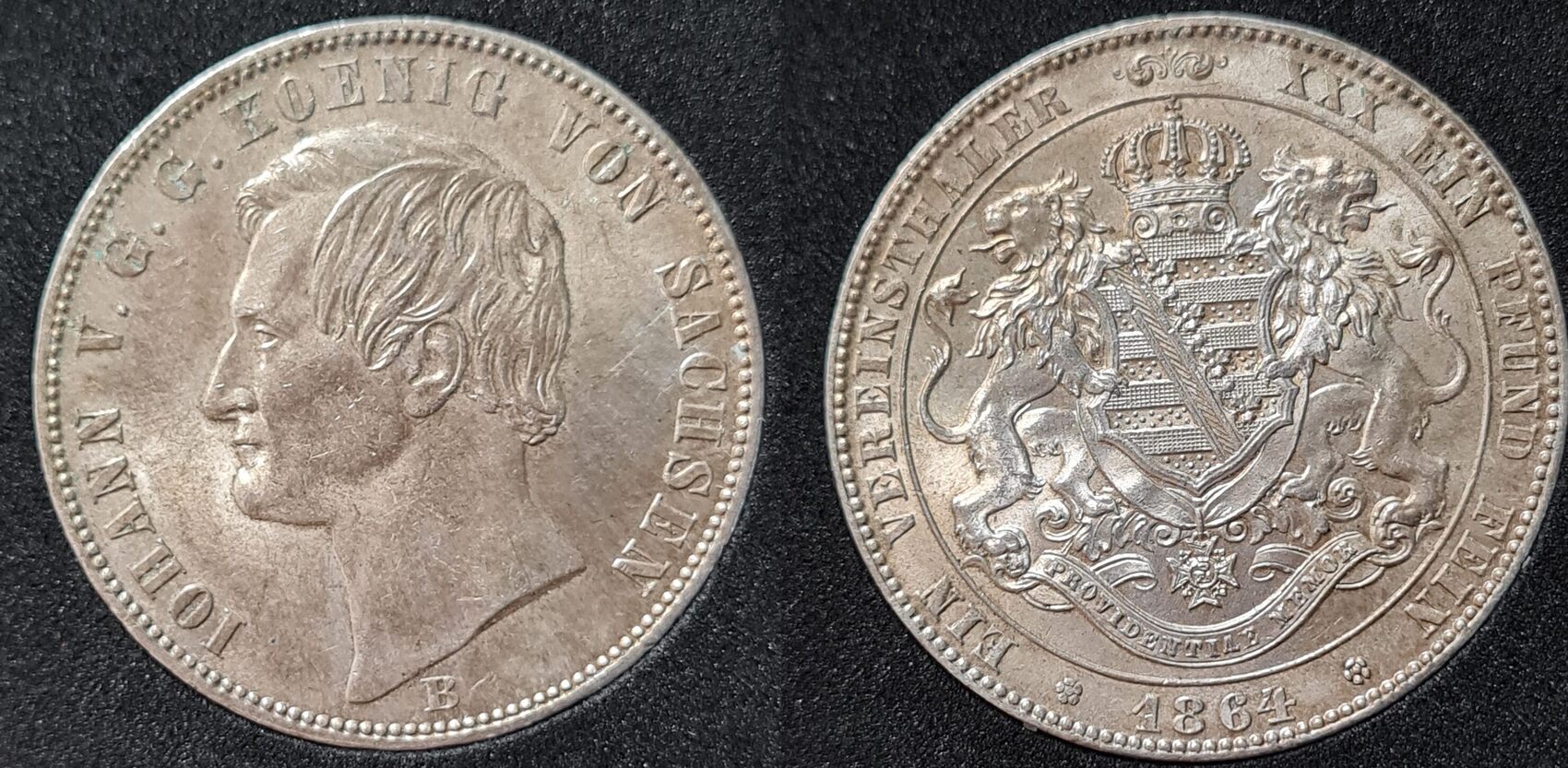 1864 B Vereinstaler Sachsen Johann Taler Vz-prägefrisch Feine Patina ...