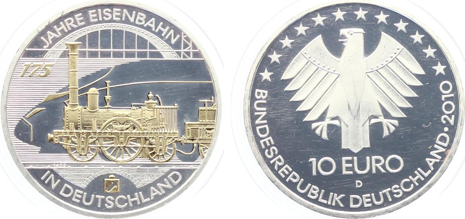 10 Euro Münze 175 Jahre Eisenbahn In Deutschland 2010 10 Euro 2010 - 175 Jahre Eisenbahn - Silber- Bankfrisch | MA-Shops
