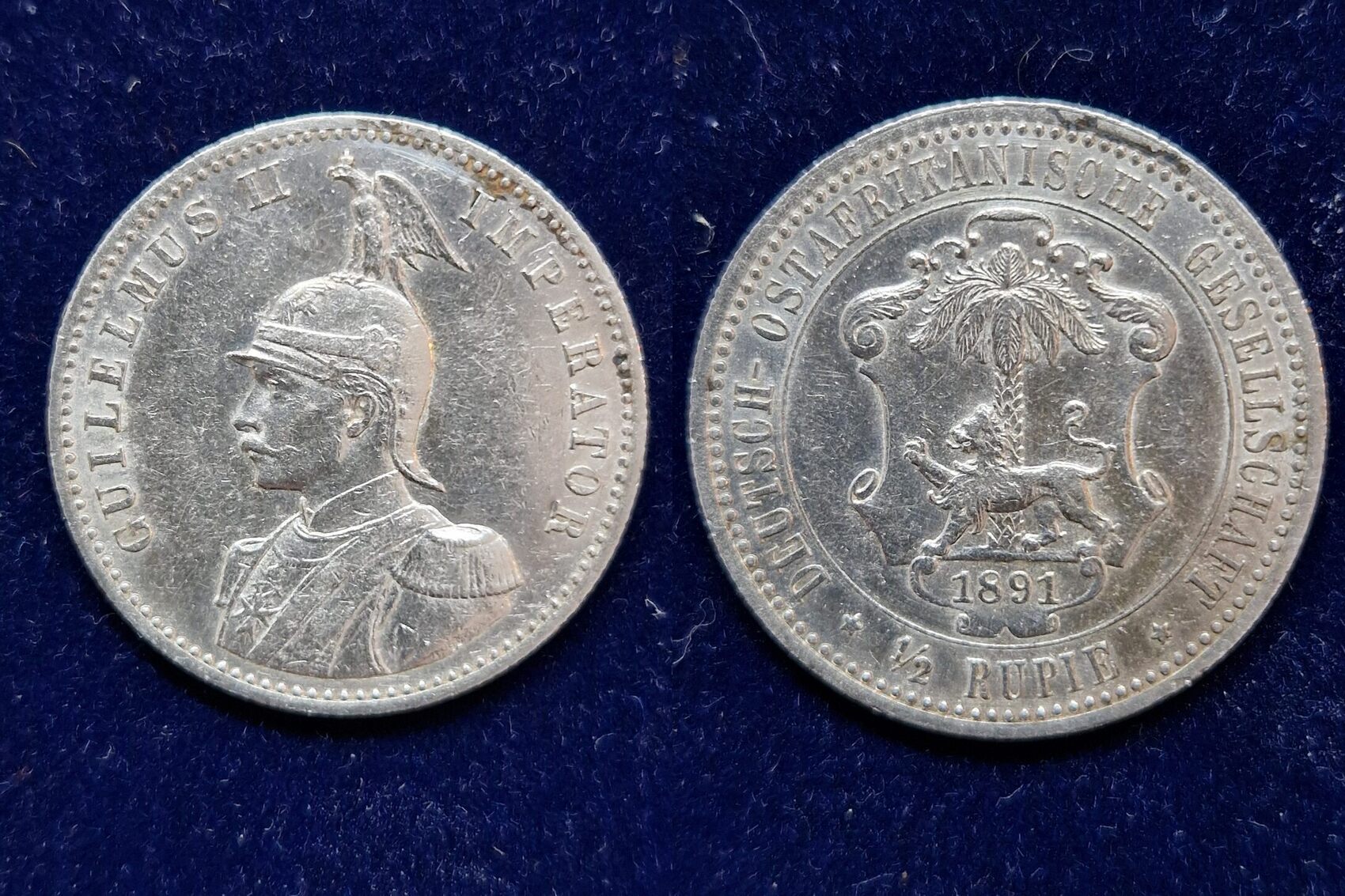 1891 DeutschOstafrika 1/2 Rupie Vorzüglich