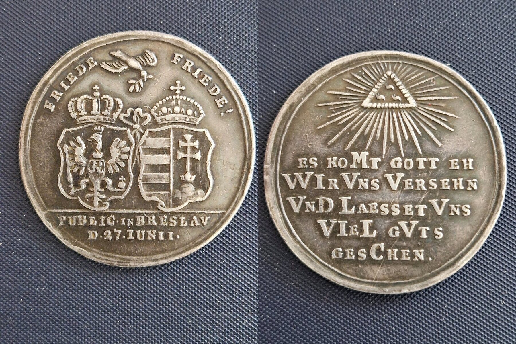 1742 MEDAILLE Brandenburg auf den Frieden von Breslau ss-vz selten | MA ...