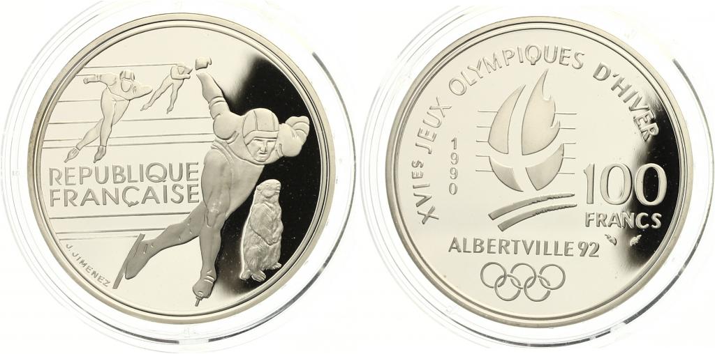 100 Francs 1990 Olympische Spiele Eisschnelllauf pp