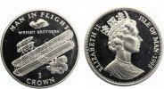 Isle of Man 1 Crown 1995 Gebrüder Wright Silber