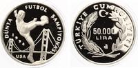 TÜRKEI 50000 Lira Silber Fußball Weltmeisterschaft in den USA 1994