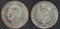 2 Mark Mecklenburg Strelitz 1877 Jaeger 90 Friedrich Wilhelm -