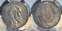 Meck-Schwerin 1876 2 Mark Mecklenburg Schwerin Franz II Jaeger 84 MS63