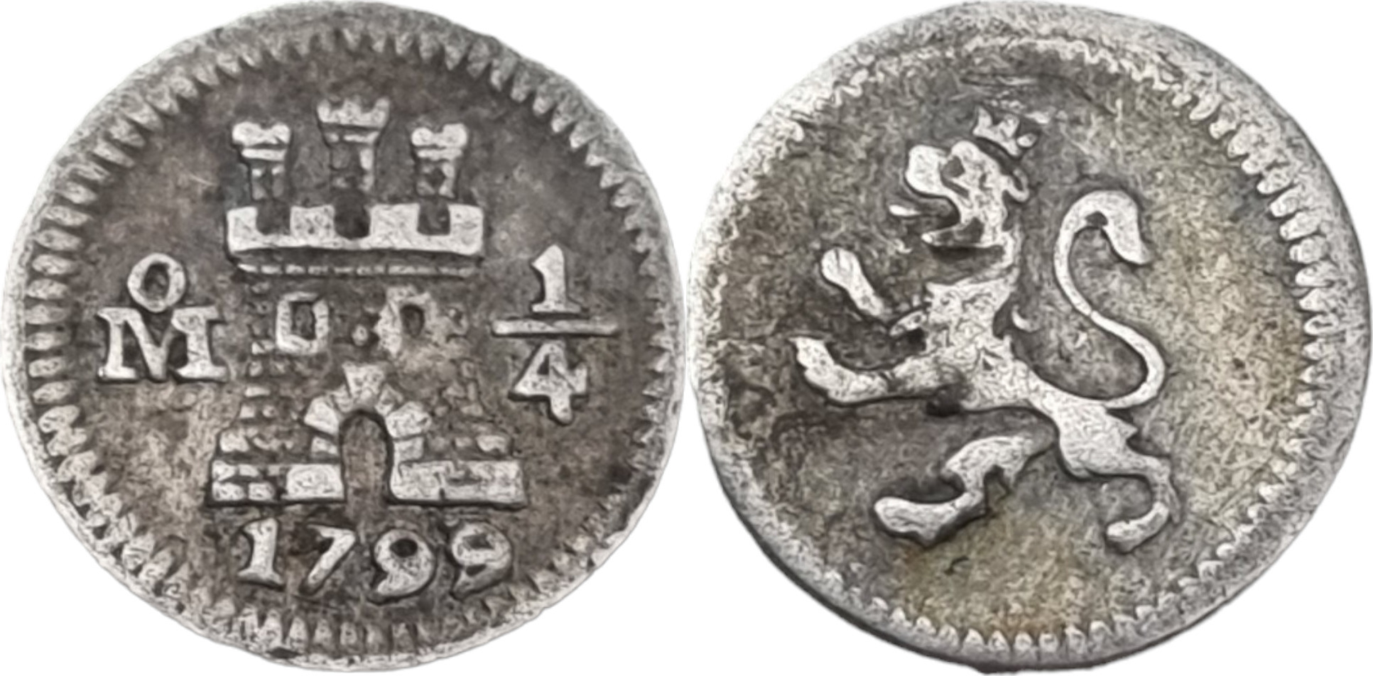 Mexiko 1/4 Real 1799 Ferdinand VII. / Karl IV. Spanische Kolonie (1789