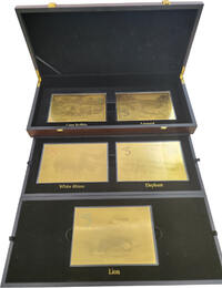 Tschad 10.000 Francs CFA Gold Big Five Set 2023 - Nr. 84/499 im Original Holzkasten - Selten Prägefr