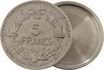 5 Franc 1947 Frankreich umgabut zur Spionagemünze - selten ss