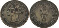 England 1 Penny Token Büste von der jungen Quen-Victoria - mit Entwertungstempel - selten -