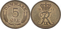 Dänemark 5 Öre 1963 König Frederick IX (1947 - 1972) ss-vz 2,00 EUR  zzgl. 2,35 EUR Versand