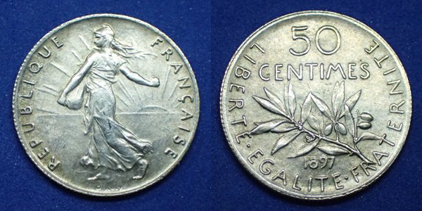 Pièce De 50 Centimes Semeuse 1897 - France - Argent - Type 1897-1920 - Collection Monnaie Ancienne