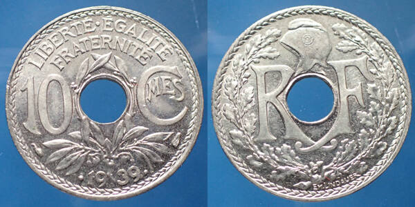 Monnaie 10 Centimes Lindauer 1939 - Double Revers Zinc - PCGS SP 63 - Rareté Numismatique