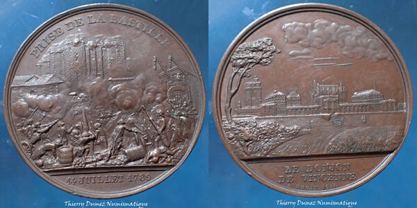 CINQUIÈME RÉPUBLIQUE Médaille, Bicentenaire de la Révolution Française, Prise de la Bastille fme_863956 Médailles