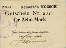 Moosch, Haut Rhin 10 mark Moosch, Haut Rhin, gutschein fur bon pour 10 mak, TTB -