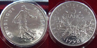 France 5 Francs semeuse de Roty 1998, G.771 BU (brillant universel)