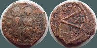 Byzantine Empire JUSTIN II et SOPHIA, 1/2 Follis 20 mm, 565-578, Thessalonique, 5,82 grms TB à TT