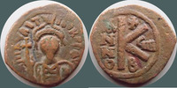 Byzantine Empire MAURICE TIBERE, MAURICIUS TIBERIUS, 1/2 Follis Constantinople, 582-602, 5,43 grm