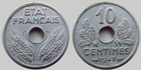 France 10 centimes zinc petit module 1943, G.291 SUPERBE