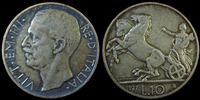 Italie, Italia, Italien Italie, Italia, Vittorio Emanuele III, 10 lires 1927 R, TTB+ -